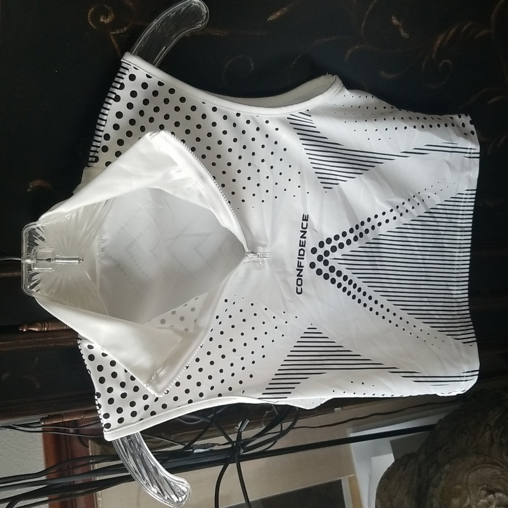SHEIN White Sleeveless Top Black Polka Dots Size S